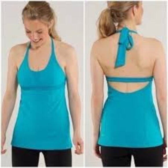 Lululemon 8 Dignity Halter Top in Surge Athletic Turquoise Tank Top Sz 8 - Picture 2 of 11